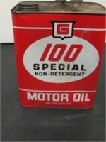 100 SPECIAL MOTOR OIL 2 GAL CAN HANDLE LOOSE