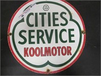 CITIES SERVICE KOOL MOTOR OIL PORCELAIN PUMP PLATE