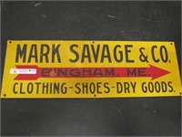 MARK SAVAGE CLOTHING DRY GOODS SIGN 24"X 8"
