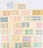 Stamps 25 Plate Blocks 4¢ 100 Stamps 50's & 60's
