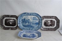 19th cent platters - Adams 1840, ...