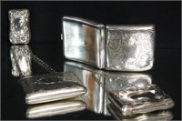 Antique Silver Purses, cigarette & match cases
