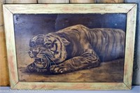 Old Gold / Oak Framed Tiger Print