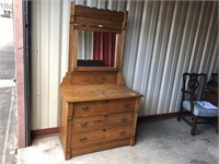 ca. 1920's Solid Chesnut dresser w/ bev mirror