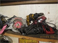 4 electric tools: Milwaukee sawzall, Porter Cable