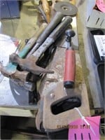 1 group of misc hand saws & hammers