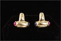 14kt Gold Earrings w rubies & sapphires