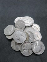 Lot of 18 US Nickels 40's-50's