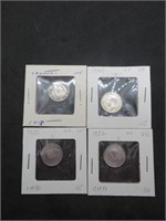 Lot of 4 Canada Sliver Dimes 80% Silver