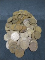 Lot of 100 US Wheat Pennies 1940's-1950's