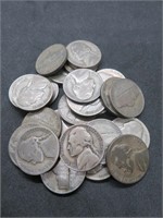 Lot of 25 US War Nickels 35% Silver