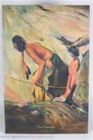 Original Oil Painting Copy of Two Hunters