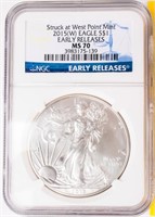 Coin 2015-W American Silver Eagle MS70