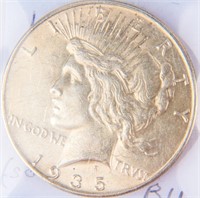Coin 1935 Peace Silver Dollar Brilliant Unc.