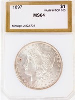 Coin 1897 Morgan Silver Dollar PCI MS64