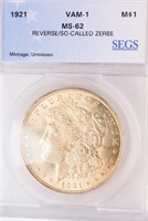 Coin 1921  VAM-1 Morgan Silver Dollar SEGS MS62