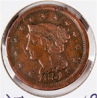Coin 1851 Large Cent Braided Hair VF