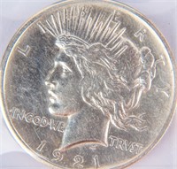 Coin 1921 Peace Silver Dollar Almost Uncirculated