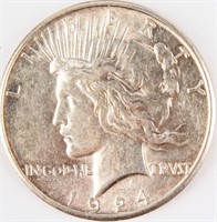 Coin 1924-S Peace Silver Dollar Almost Unc.