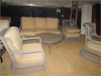 Wicker Patio Set-2 Chairs, Loveseat, Table