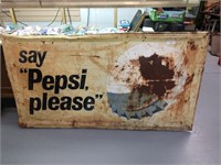 Large vintage metal Pepsi sign 67"x 36"