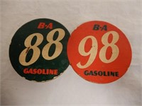 RARE B-A 88-98 DOUBLE CARDBOARD BADGE