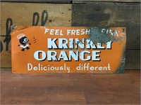 Krinkly Orange metal sign approx 60 x 25 cm