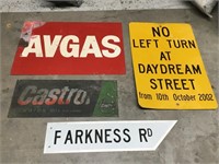 4 assorted metal signs
