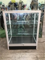 Glass display cabinet with 2 glass shelves approx