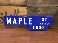 Maple Street Whittler enamel sign