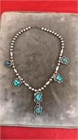 Mexican silver necklace with turquoise