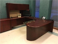 "U" Shaped Cherry Office Desk - 8' x 64