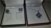 4.68 CT TANZANITE NECKLACE AND 3 CT EARRINGS