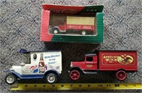2 Vintage Coin Bank Cars & 1 Other