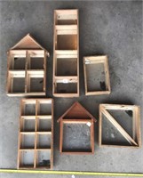 6 Wooden Mirrored Wall Shelving Pieces