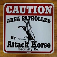 Attack Horse Caution Sign