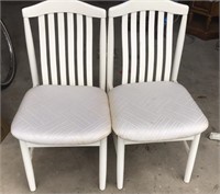 2 White Padded Chairs