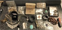 Large Lot of Misc Costume Jewelry & Coins
