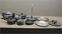 Box of Assorted Pots, Pans & Decorative Platters
