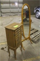 Jewelry Cabinet, Approx 17"x12"x40", & Floor Stand