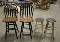 (2) High Top Chairs & (2) Stools
