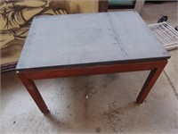 Solid Wood Table W/Slab Of Stone