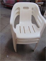 3 White Plastic Patio Chairs