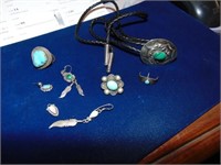Sterling Native American Bolo, Ring, & Earrings
