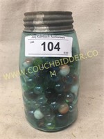 Old Ball canning jar full of marbles