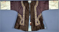 CHINESE BLUE GROUND SILK EMBROIDERED WOMAN'S ROBE