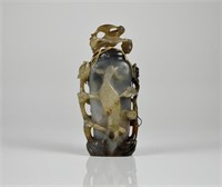 CHINESE AGATE CARVED ORNAMENTAL VASE