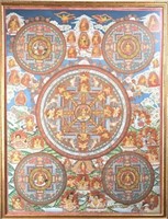 TWO CHINESE THANGKA PAINTINGS ON CANVAS