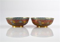PAIR OF CHINESE PLIQUE A JOUR BOWLS