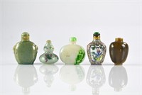GROUP OF FIVE CHINESE SNUFF BOTTLES